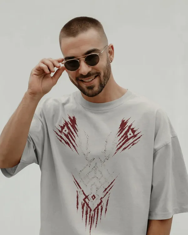 White_Cotton_Savage_Circuit_Tribal_Oversized_T-Shirt_|_Signature_Drop