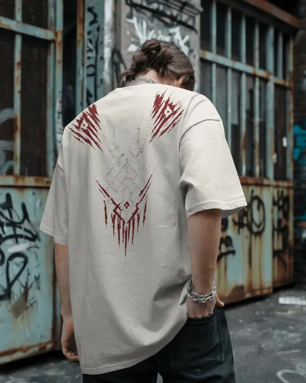White_Cotton_Savage_Circuit_Tribal_Oversized_T-Shirt_|_Signature_Drop