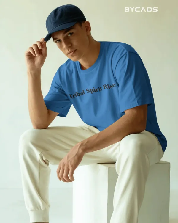 Blue_Cotton_Tribal_Warrior_Spirit_Oversized_T-Shirt_|_Bold_Ethnic_Power