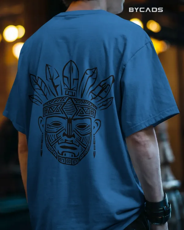 Blue_Cotton_Tribal_Warrior_Spirit_Oversized_T-Shirt_|_Bold_Ethnic_Power