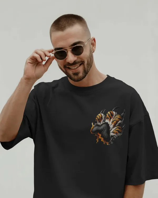 Black_Cotton_Roaring_Tiger_Oversized_Unisex_T-Shirt_|_Fierce_Streetwear