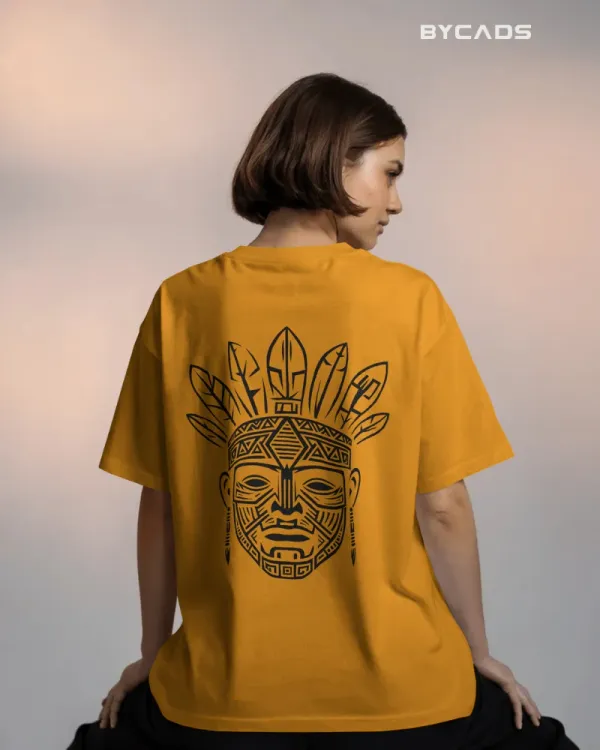 Yellow_Cotton_Tribal_Warrior_Spirit_Oversized_T-Shirt_|_Bold_Ethnic_Power