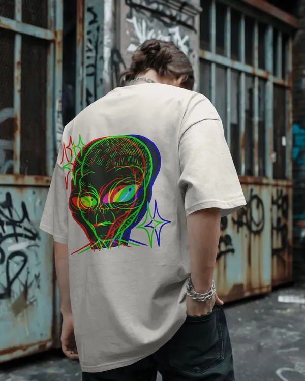 White_Cotton_Cosmic_Frequency_Oversized_Alien_Unisex_Graphic_Tee
