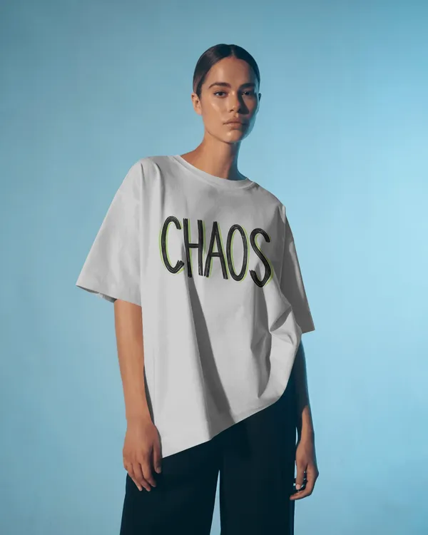 CHAOS_Minimal_Neon_Outline_Oversized_Unisex_T-Shirt_cotton_blend_-_BYCADS