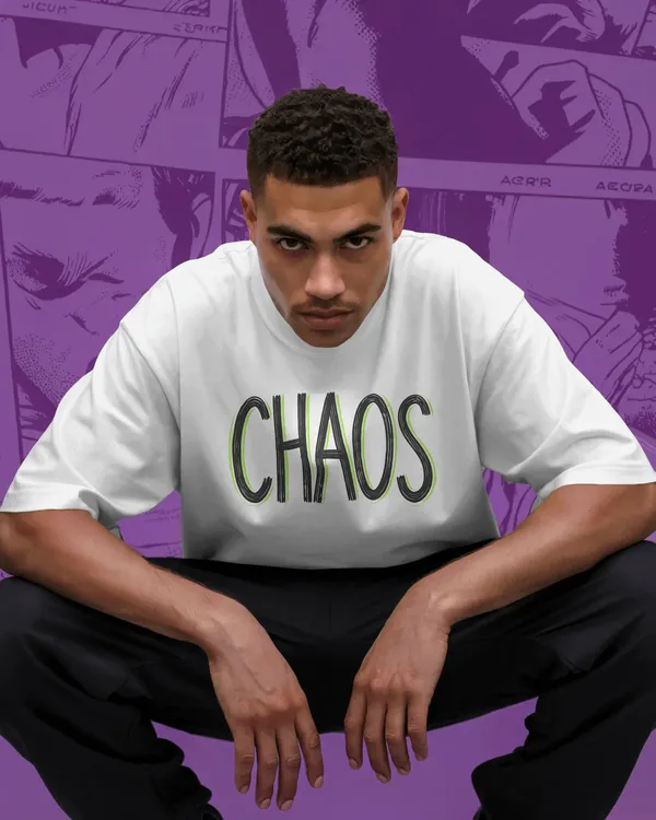 CHAOS_Minimal_Neon_Outline_Oversized_Unisex_T-Shirt_cotton_blend_-_BYCADS