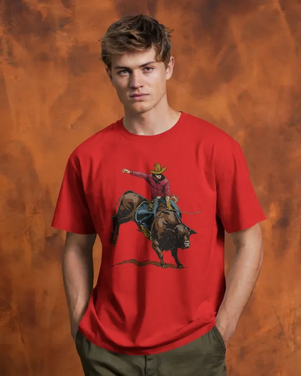 Red_Cotton_Rough_&_Reckless_Cowboy_Bull_Ride_Tee