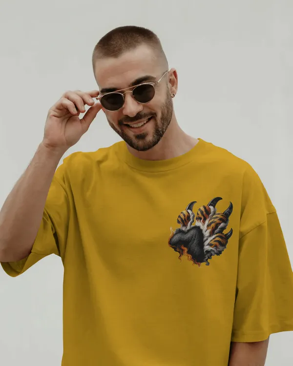 Yellow_Cotton_Roaring_Tiger_Oversized_Unisex_T-Shirt_|_Fierce_Streetwear