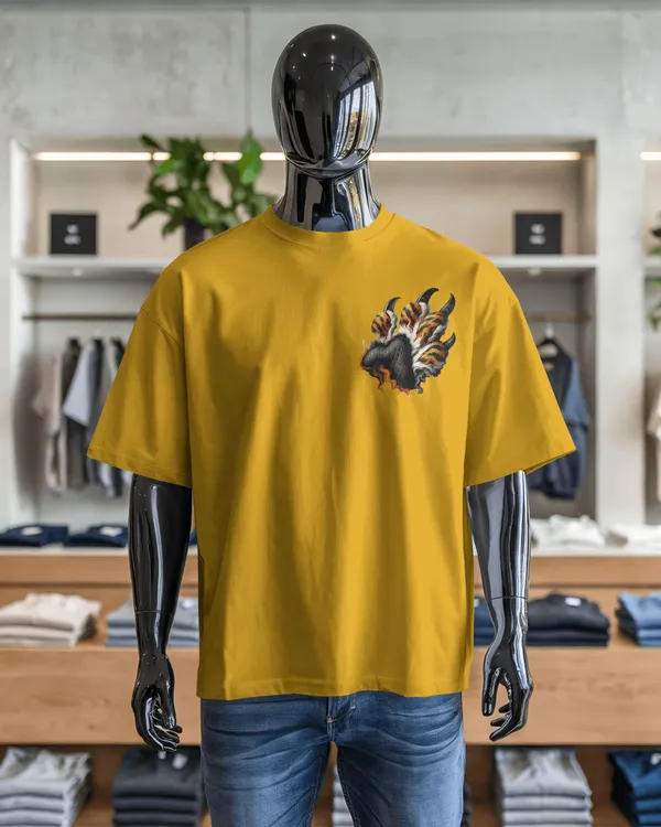 Yellow_Cotton_Roaring_Tiger_Oversized_Unisex_T-Shirt_|_Fierce_Streetwear