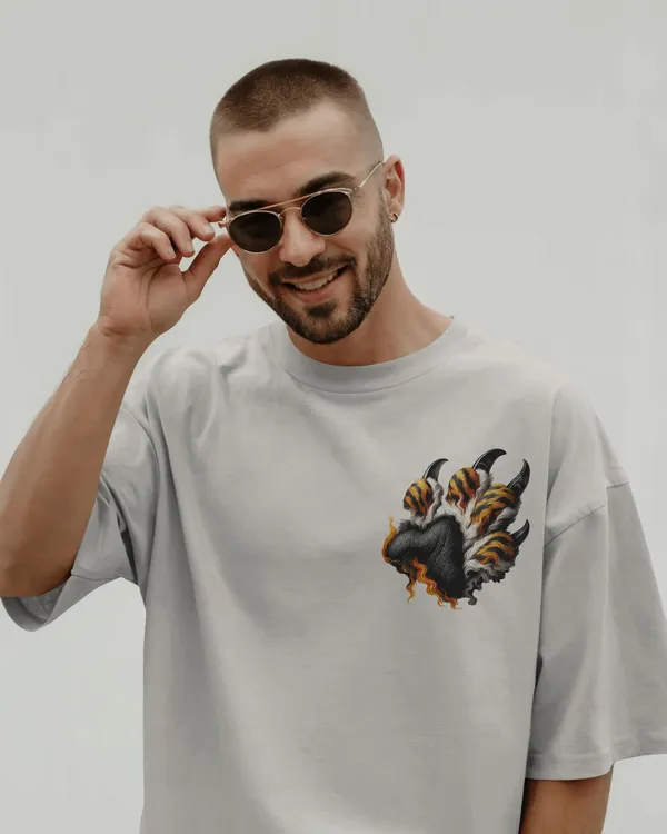 White_Cotton_Roaring_Tiger_Oversized_Unisex_T-Shirt_|_Fierce_Streetwear