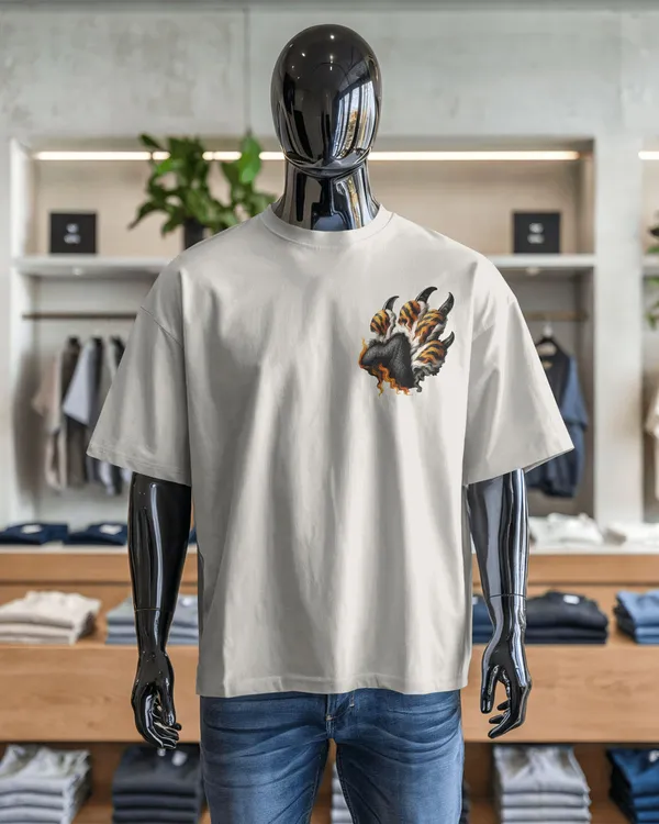 White_Cotton_Roaring_Tiger_Oversized_Unisex_T-Shirt_|_Fierce_Streetwear