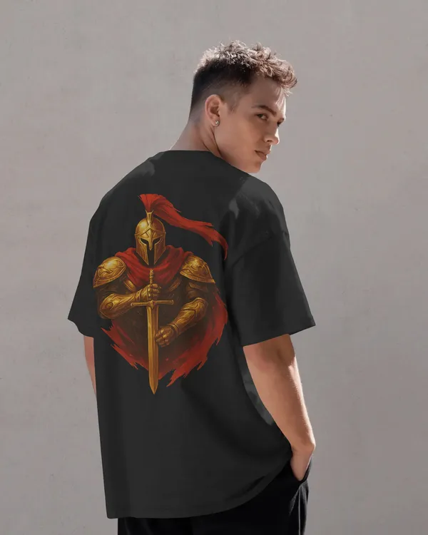 Black_Cotton_Golden_Knight_Oversized_T-Shirt_|_Medieval_Warrior_Sword_Graphic