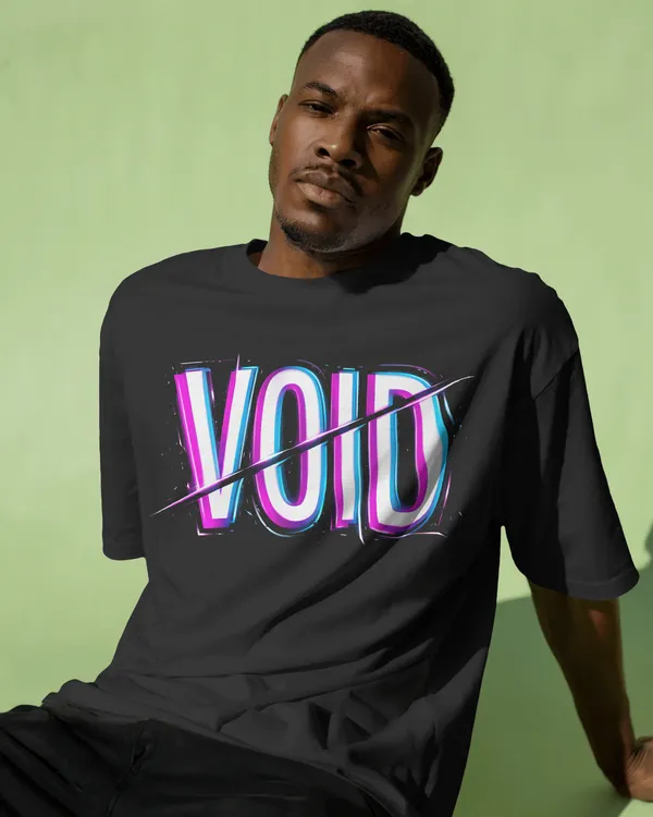 VOID_Neon_Glitch_Graphic_Unisex_Streetwear_cotton_blend_T-Shirt_-_BYCADS
