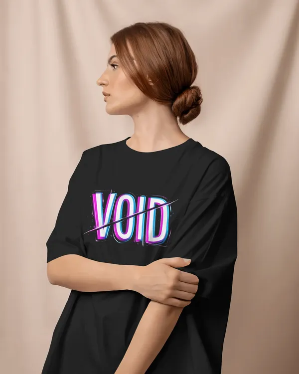 VOID_Neon_Glitch_Graphic_Unisex_Streetwear_cotton_blend_T-Shirt_-_BYCADS