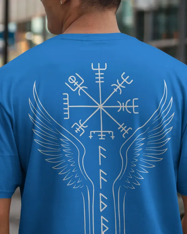 Blue_Cotton_Runic_Wings_Oversized_T-Shirt_|_Norse_Symbolic_Streetwear