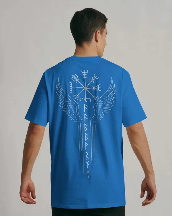Blue_Cotton_Runic_Wings_Oversized_T-Shirt_|_Norse_Symbolic_Streetwear