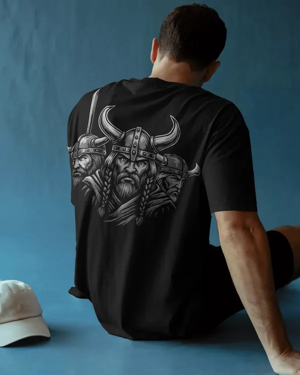 Black_Cotton_Triple_Viking_Warriors_Oversized_T-Shirt_|_Norse_Legends