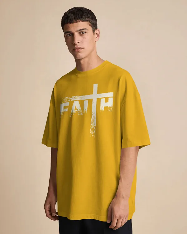 Yellow_Cotton_Bloodstroke_Cross_Oversized_T-Shirt_|_Street_Creed
