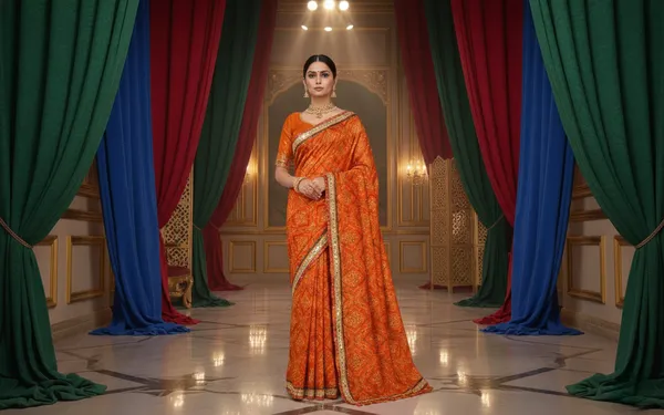 Flowy_Bright_Orange_Bandhani_Saree_With_Decent_Border