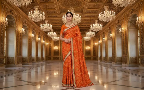 Flowy_Bright_Orange_Bandhani_Saree_With_Decent_Border