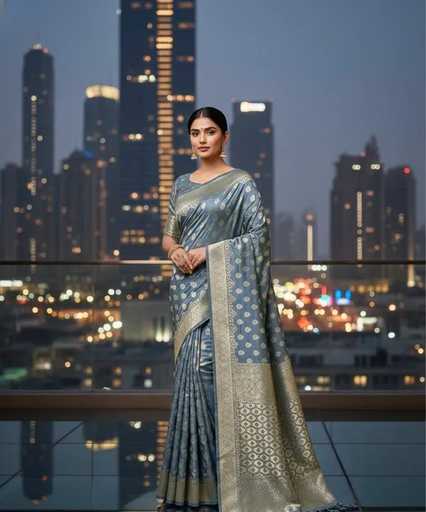 Slate_Blue_Elegant_Woven_Art_Silk_Jacquard_Saree