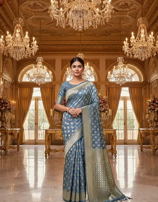 Slate_Blue_Elegant_Woven_Art_Silk_Jacquard_Saree