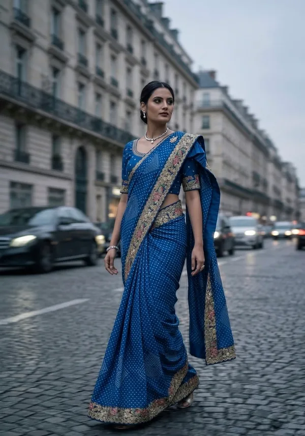 Royale_blue_Bandhani_Zari__border_Saree