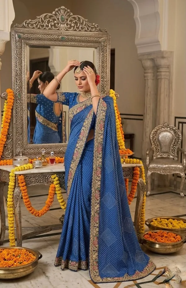 Royale_blue_Bandhani_Zari__border_Saree