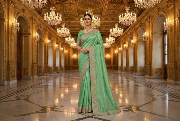 Elegant_Seafoam_Green_Blended_Crunchy_Saree_With_Intricate_Embroidered_Border