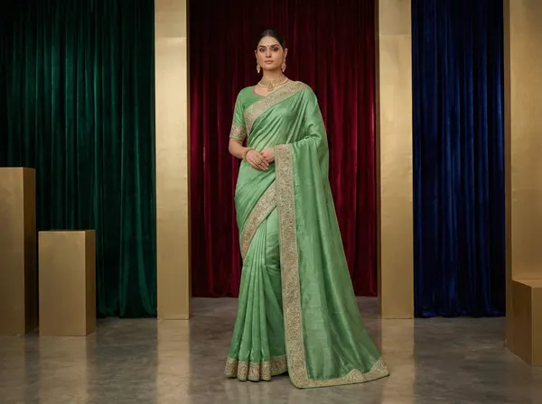 Elegant_Seafoam_Green_Blended_Crunchy_Saree_With_Intricate_Embroidered_Border
