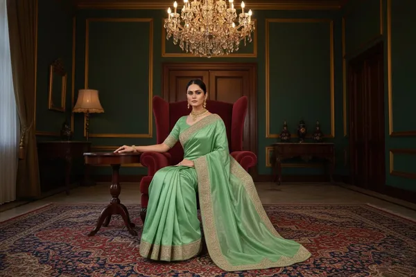 Elegant_Seafoam_Green_Blended_Crunchy_Saree_With_Intricate_Embroidered_Border