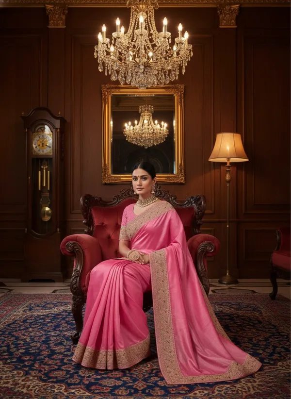 Radiant_Rani_Pink_Crunchy_Texture_Saree_With_Zari_Embroidery_Border