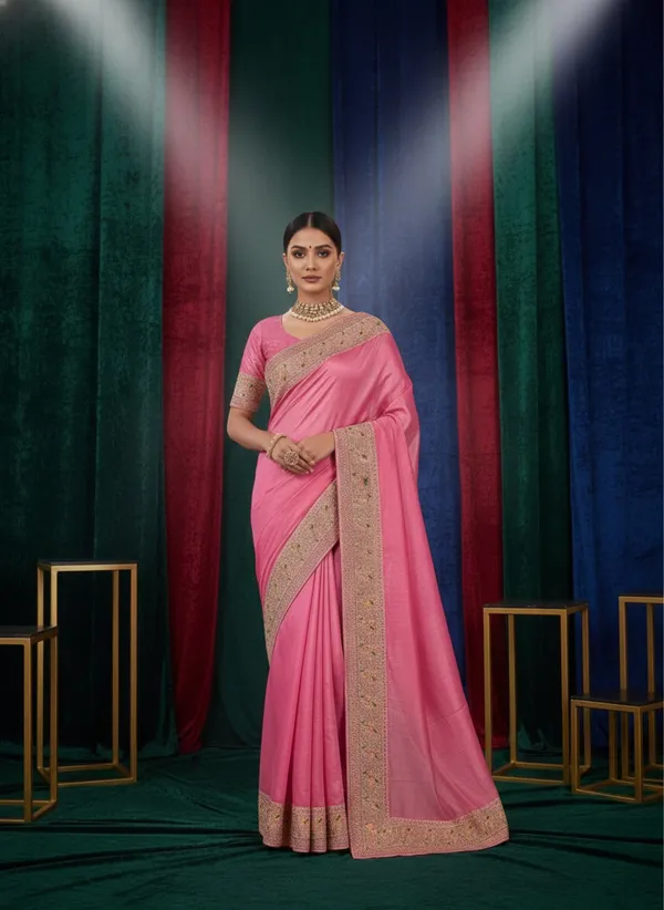 Radiant_Rani_Pink_Crunchy_Texture_Saree_With_Zari_Embroidery_Border