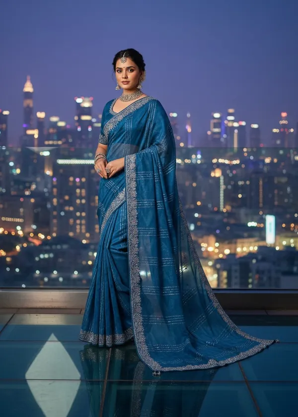 Azure_Luxe_Swarovski_Chiffon_Saree