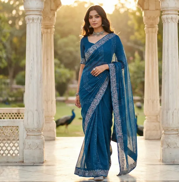 Azure_Luxe_Swarovski_Chiffon_Saree