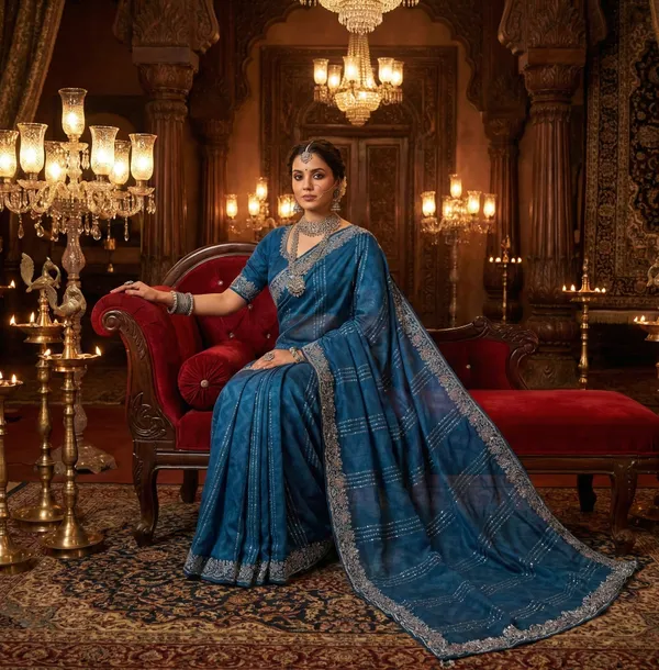 Azure_Luxe_Swarovski_Chiffon_Saree