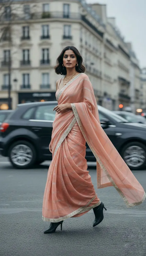 Blush_Aura_Crunch_Saree_with_Silver_Zari_Border