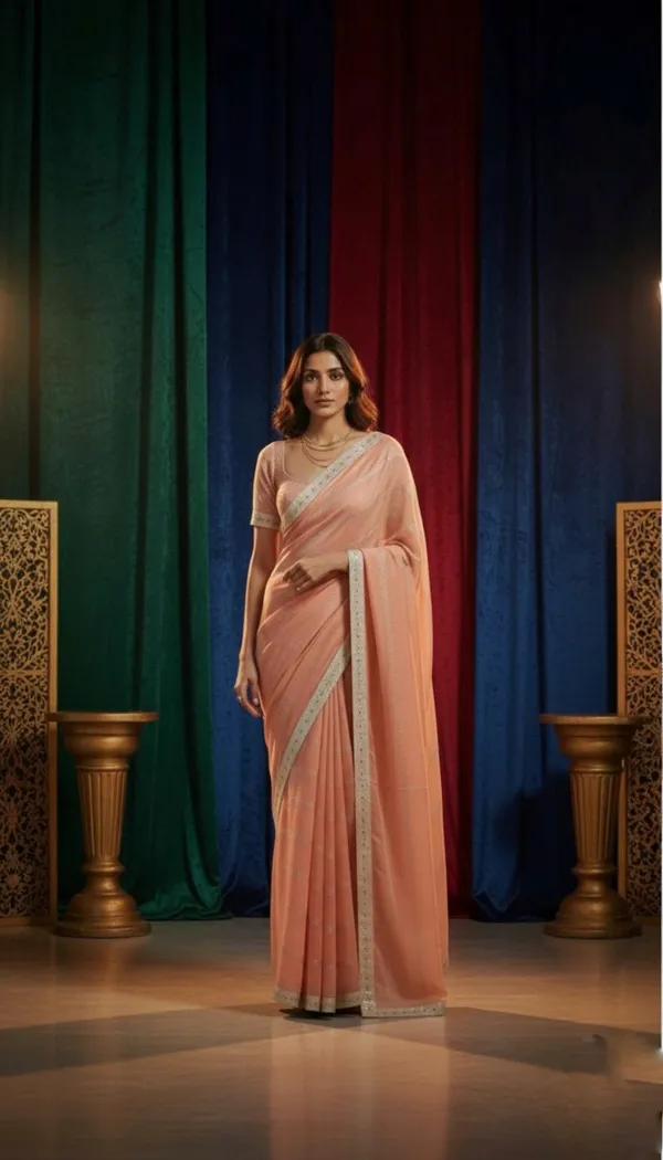 Blush_Aura_Crunch_Saree_with_Silver_Zari_Border