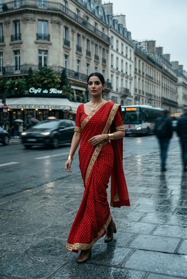Classic_Vermillion_Red_Polka_Saree_with_Ornate_Gold_Embroidered_Border