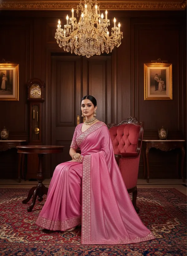 Radiant_Rani_Pink_Crunchy_Texture_Saree_With_Zari_Embroidery_Border