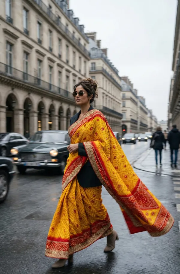 Elegant_Multicolour_bandhani_With_zari_border_saree