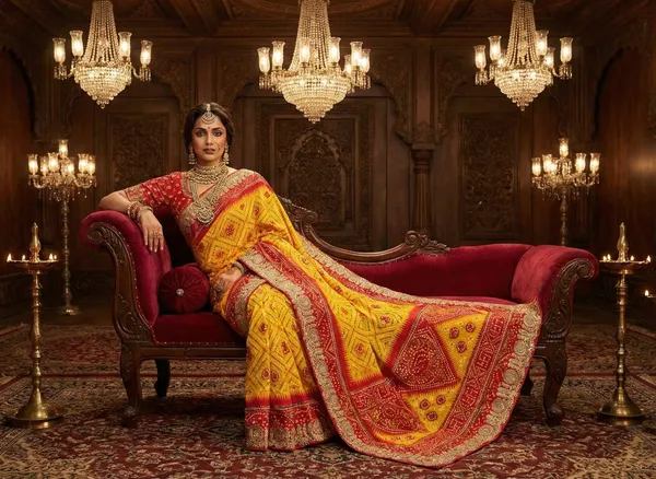 Elegant_Multicolour_bandhani_With_zari_border_saree