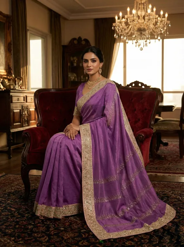 Urban_Amethyst_Crunch_Saree_with_Silver_Zari_Border