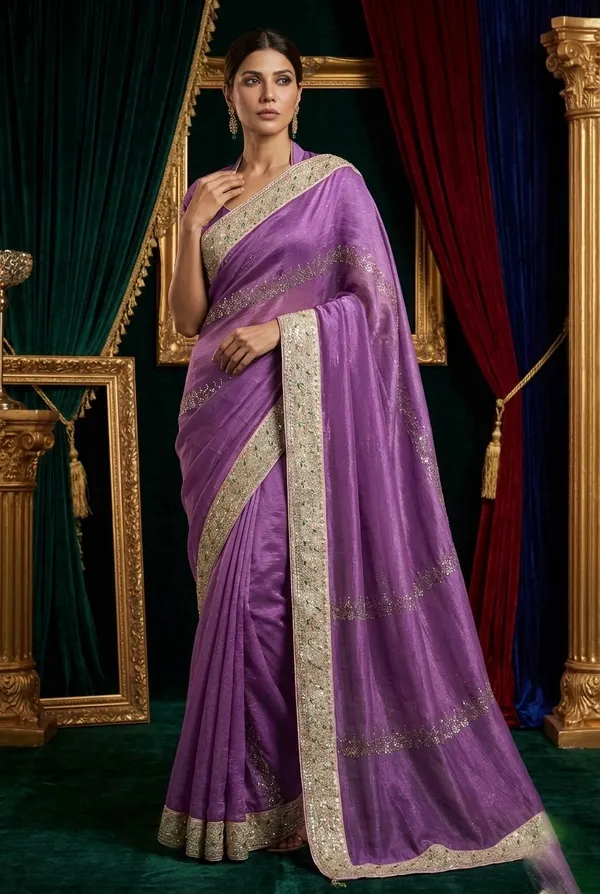 Urban_Amethyst_Crunch_Saree_with_Silver_Zari_Border