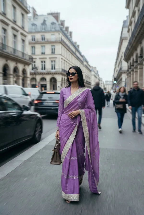 Urban_Amethyst_Crunch_Saree_with_Silver_Zari_Border