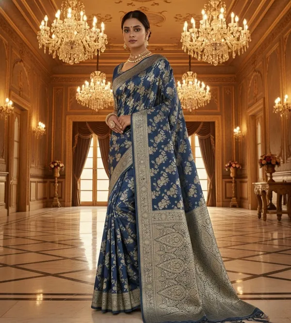 Navy_Blue_Banarasi_Satin_Silk_Saree_With_Antique_Gold_Zari_Brocade
