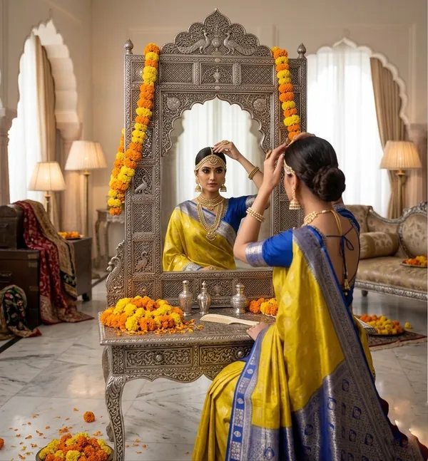 Majestic_Mustard_Yellow_Silk_Saree_with_Contrast_Royal_Blue_Zari_Border