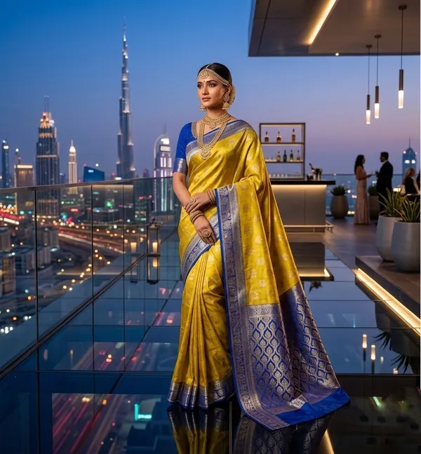 Majestic_Mustard_Yellow_Silk_Saree_with_Contrast_Royal_Blue_Zari_Border