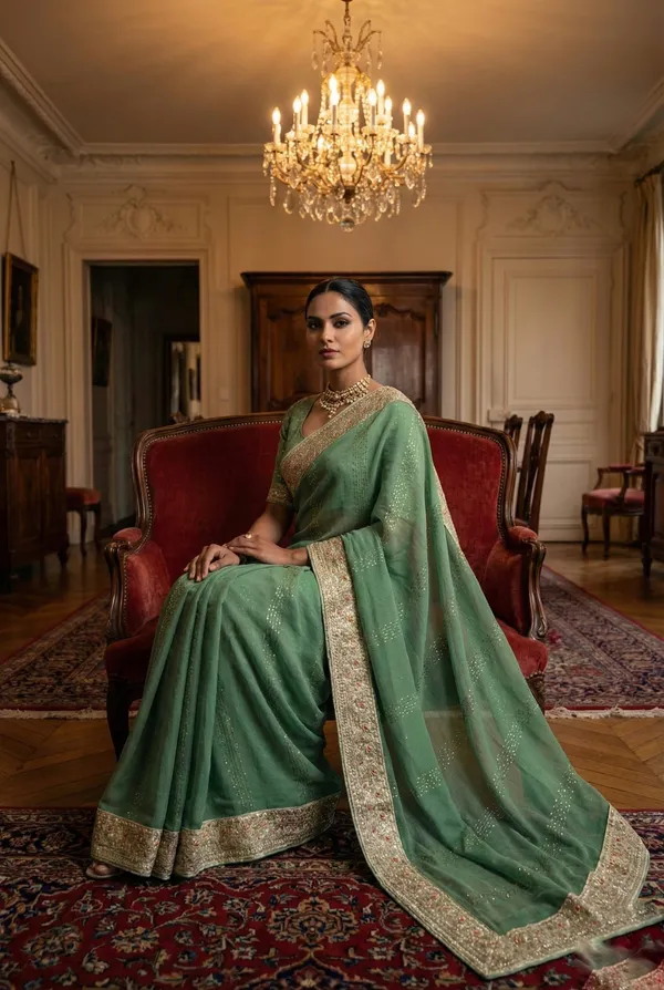 Parisian_Sage_Crunch_Saree_with_Antique_Zari_Border