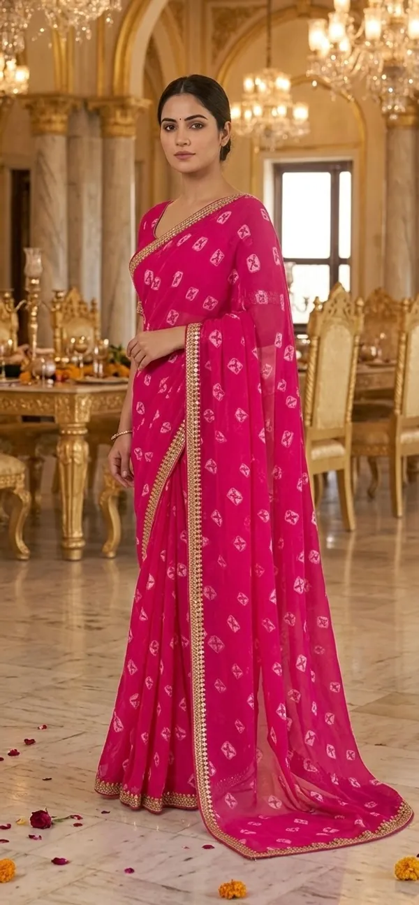 Radiant_Pink_Bandhani_Print_Saree_with_Embellished_Zari_Border