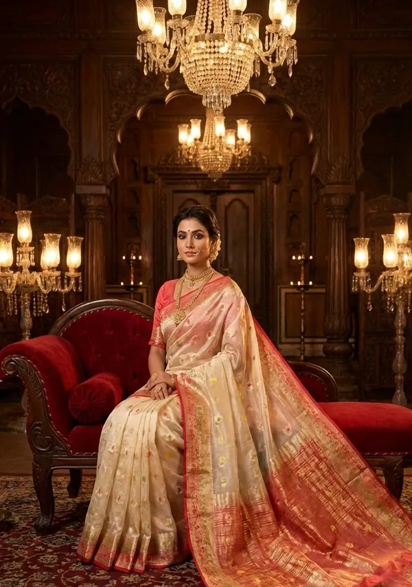 Rajsi_Ivory_Multicolor_Zari_Organza_Saree